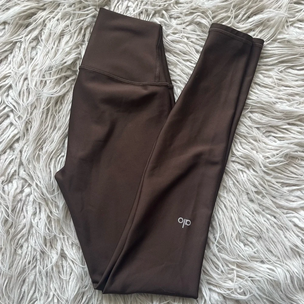 ALO Airlift Winter Warm High-Waist Legging Athletic Work-Out Brown Leggings XXS